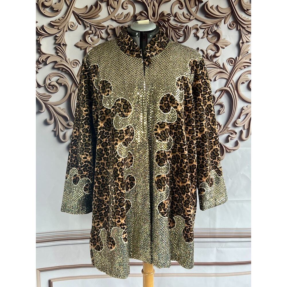 Vintage 70s Wild Leopard w/Flames duster coat jacket one of a kind Volup plus